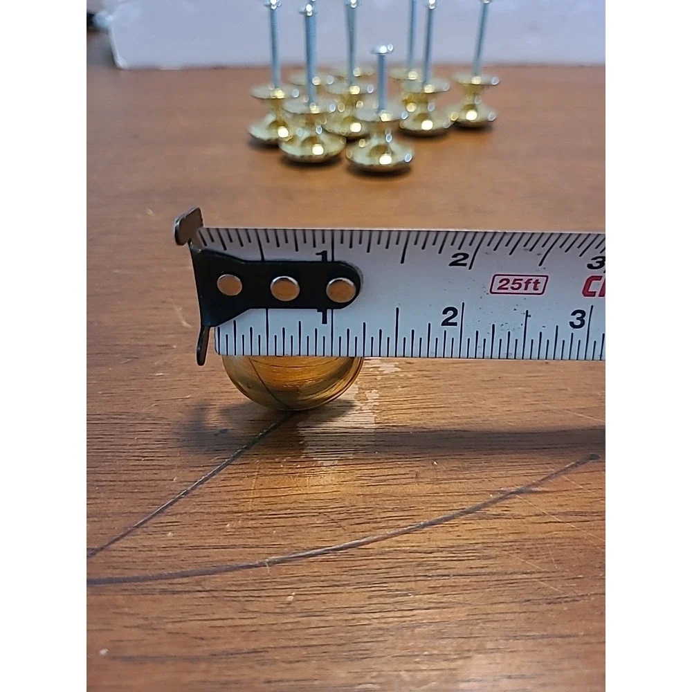 Lot‎ Of 10 Shiny Gold Brass Colored Round Cabinet Knob Pull 1-1/8